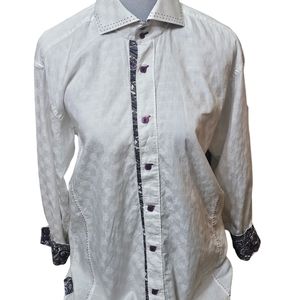 7 Downie St Mens Button Down Shirt Size 4 (Med) White